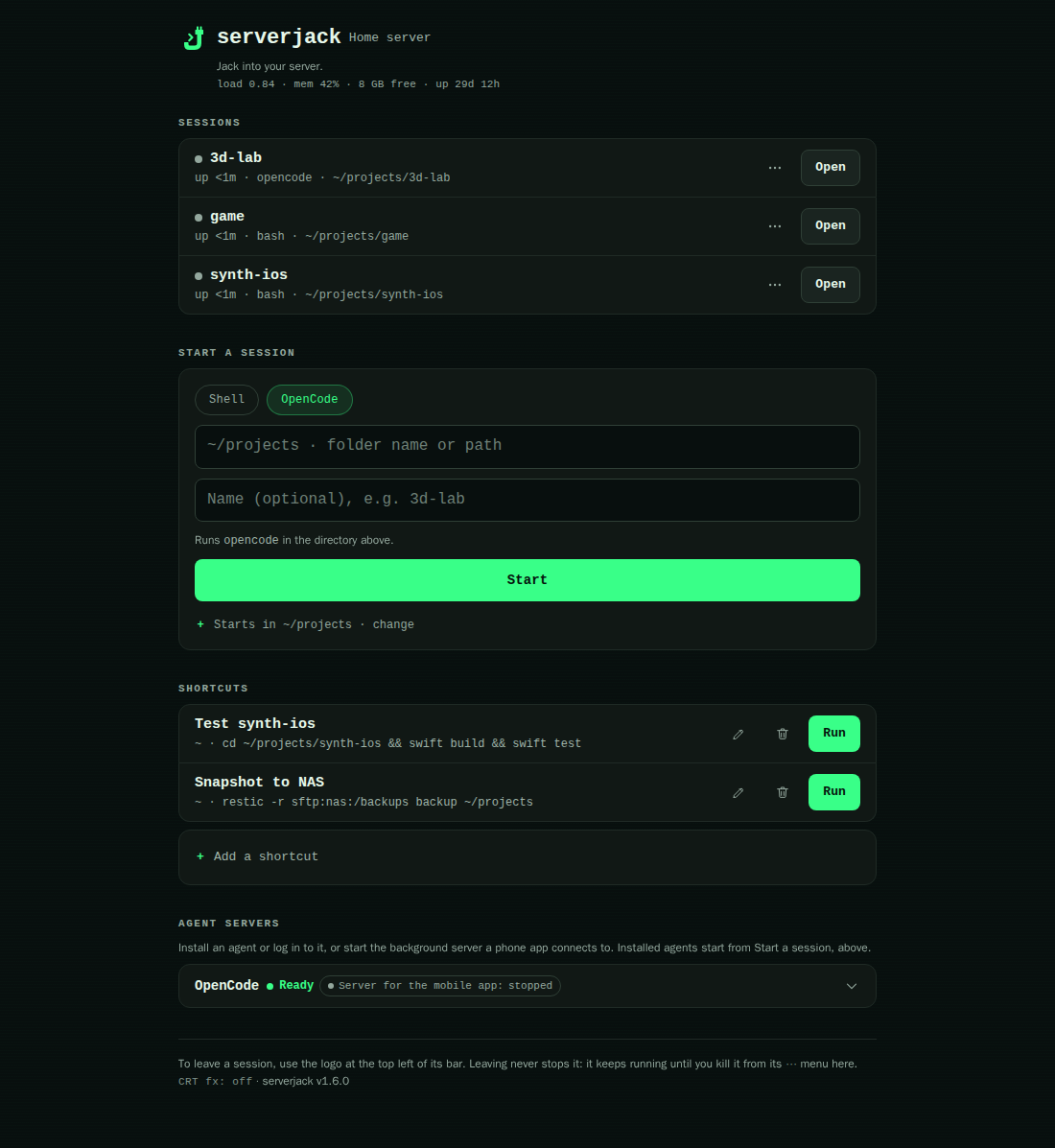 serverjack landing page on a desktop